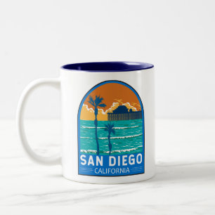 Tasse 2 Couleurs San Diego Californie Voyage Art Vintage