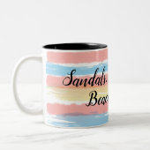 Tasse 2 Couleurs Sandales Flip Flops Plage Vagues Aquarelle (Gauche)