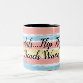Tasse 2 Couleurs Sandales Flip Flops Plage Vagues Aquarelle (Centre)