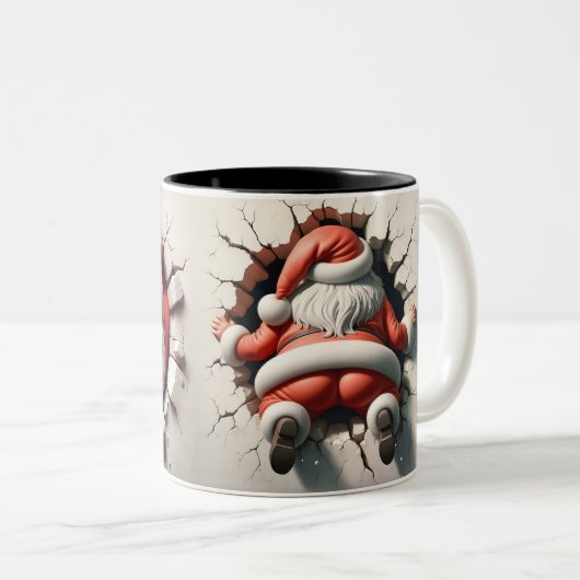 Tasse 2 Couleurs Santa Claus 3D vue arrière et avant (Devant droit)