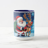 Tasse 2 Couleurs Santa Claus and the reindeer christmas (Centre)