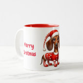 Tasse 2 Couleurs Santa Hat Dachshund (Devant gauche)