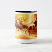 Tasse 2 Couleurs Santa vole par un soleil (Centre)