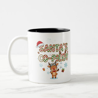 Tasse 2 Couleurs Santa's Co-Pilot Reindeer Christmas