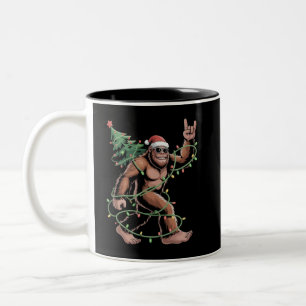 Tasse 2 Couleurs Sapin de Noël Bigfoot Lumières Xmas Sasquatch