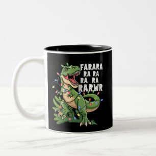 Tasse 2 Couleurs Sapin de Noël dinosaure Rex Cadeaux de Noël
