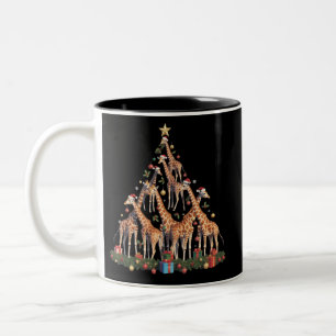 Tasse 2 Couleurs Sapin de Noël Girafe Santa Ferme de faune africain