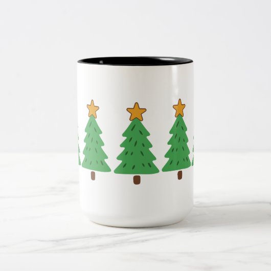 Tasse 2 Couleurs Sapin de Noël simple  (Centre)