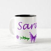 Tasse 2 Couleurs Sarah (papillon pourpre) (Devant gauche)