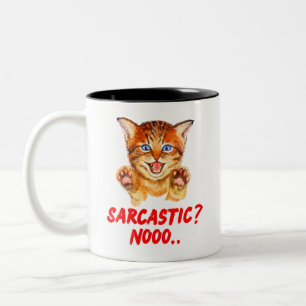 Tasse 2 Couleurs Sarcastique ? Non, chat qui crache, attention !