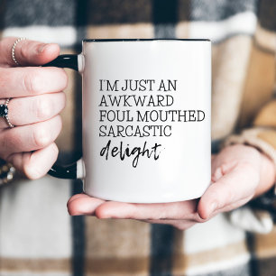 Tasse 2 Couleurs Sarcastique Funny manuscrit Gras Typographie