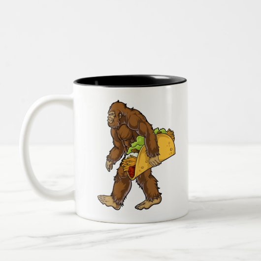Tasse 2 Couleurs Sasquatch de Bigfoot portant Taco (Gauche)