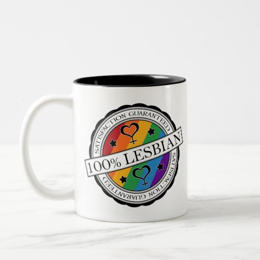 Tasse 2 Couleurs Satisfaction 100% Garantie Lesbian Pride Arc-en-ci (Gauche)