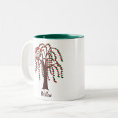 Tasse 2 Couleurs Saule avec des coeurs - personnalisables (Devant gauche)