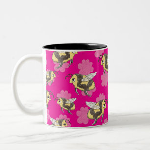 Tasse 2 Couleurs Sauver les abeilles sur des fleurs roses