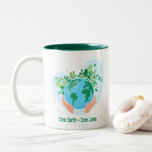 Tasse 2 Couleurs Sauvez la planète. Une Terre Un Amour