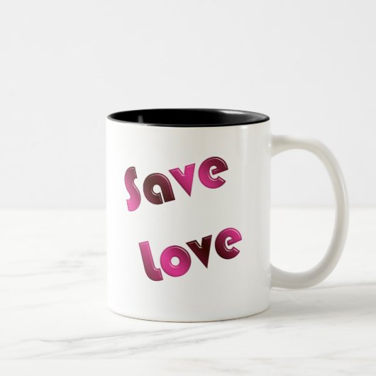 Tasse 2 Couleurs Sauvez l'amour. texte de gradient (Droit)