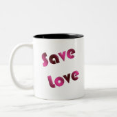 Tasse 2 Couleurs Sauvez l'amour. texte de gradient (Gauche)