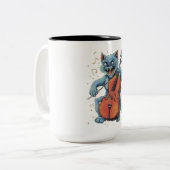 Tasse 2 Couleurs Scandale Cat Musicien Jouer Cello (Devant gauche)