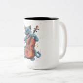 Tasse 2 Couleurs Scandale Cat Musicien Jouer Cello (Devant droit)