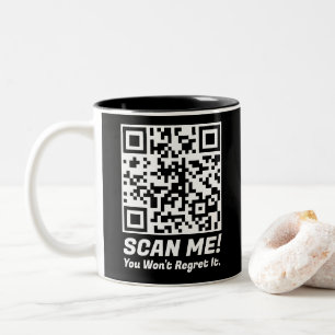 Tasse 2 Couleurs Scannez-moi QR drôle ! Blague drôle de regret