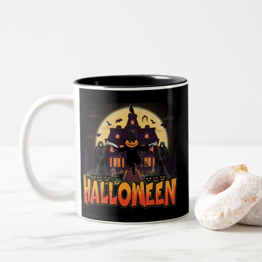 Tasse 2 Couleurs Scary House (Avec donut)