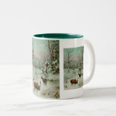 Tasse 2 Couleurs Scène de neige avec cerf (Devant droit)