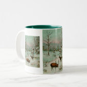 Tasse 2 Couleurs Scène de neige avec cerf (Devant gauche)