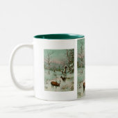 Tasse 2 Couleurs Scène de neige avec cerf (Gauche)