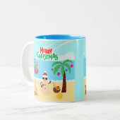 Tasse 2 Couleurs Scène de Noël de plage (Devant gauche)