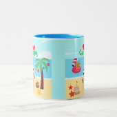 Tasse 2 Couleurs Scène de Noël de plage (Centre)