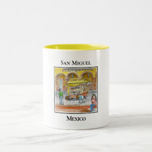 Tasse 2 Couleurs Scène de street food animée San Miguel Mexique