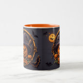 Tasse 2 Couleurs Scène d'Halloween 3D avec Citrouille, Crâne, Sorci (Centre)
