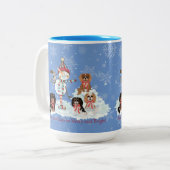 Tasse 2 Couleurs Scène hivernale Cavalier King Charles Spaniel (Devant gauche)
