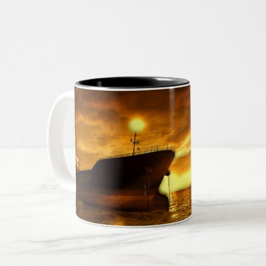 Tasse 2 Couleurs Scène nautique avec phare (Devant gauche)