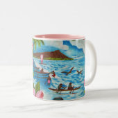 Tasse 2 Couleurs Scènes hawaïennes en couleurs pastel (Devant droit)
