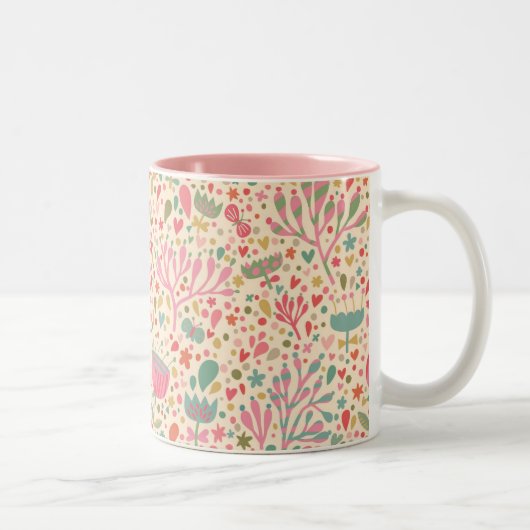 Tasse 2 Couleurs Schéma floral clair (Droit)