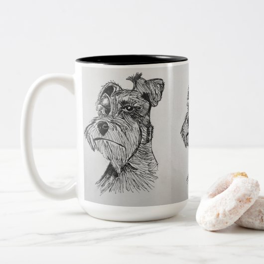 Tasse 2 Couleurs Schnauzer (Avec donut)