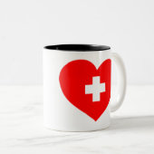 Tasse 2 Couleurs Schoggi ! Chocolat suisse avec drapeau (Devant droit)