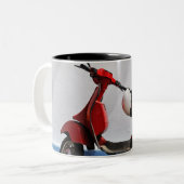 Tasse 2 Couleurs Scooteur rouge par le mur, île de Stromboli, (Devant gauche)