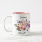 Tasse 2 Couleurs Script floral d'aquarelle élégant grand-mère (Gauche)