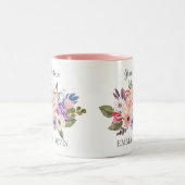 Tasse 2 Couleurs Script floral d'aquarelle élégant grand-mère (Centre)