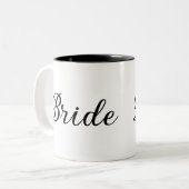 Tasse 2 Couleurs Script "Mariée" chic noir et blanc (Devant gauche)