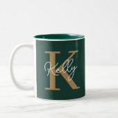 Tasse 2 Couleurs Script moderne Emerald Green Gold (Gauche)