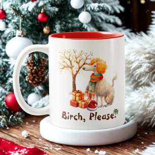 Tasse 2 Couleurs Script moderne mignon chien aquarelle drôle Noël