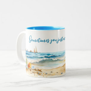 Tasse 2 Couleurs Sea Beach Watercolor   Voyage   Café