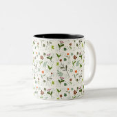Tasse 2 Couleurs Seamless Green Leaf Pattern – Hand-Drawn Botanical (Devant droit)