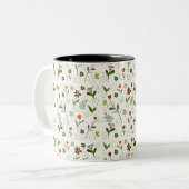Tasse 2 Couleurs Seamless Green Leaf Pattern – Hand-Drawn Botanical (Devant gauche)