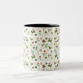 Tasse 2 Couleurs Seamless Green Leaf Pattern – Hand-Drawn Botanical (Centre)