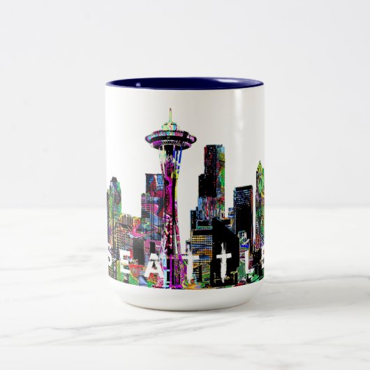 Tasse 2 Couleurs Seattle dans le graffiti (Centre)